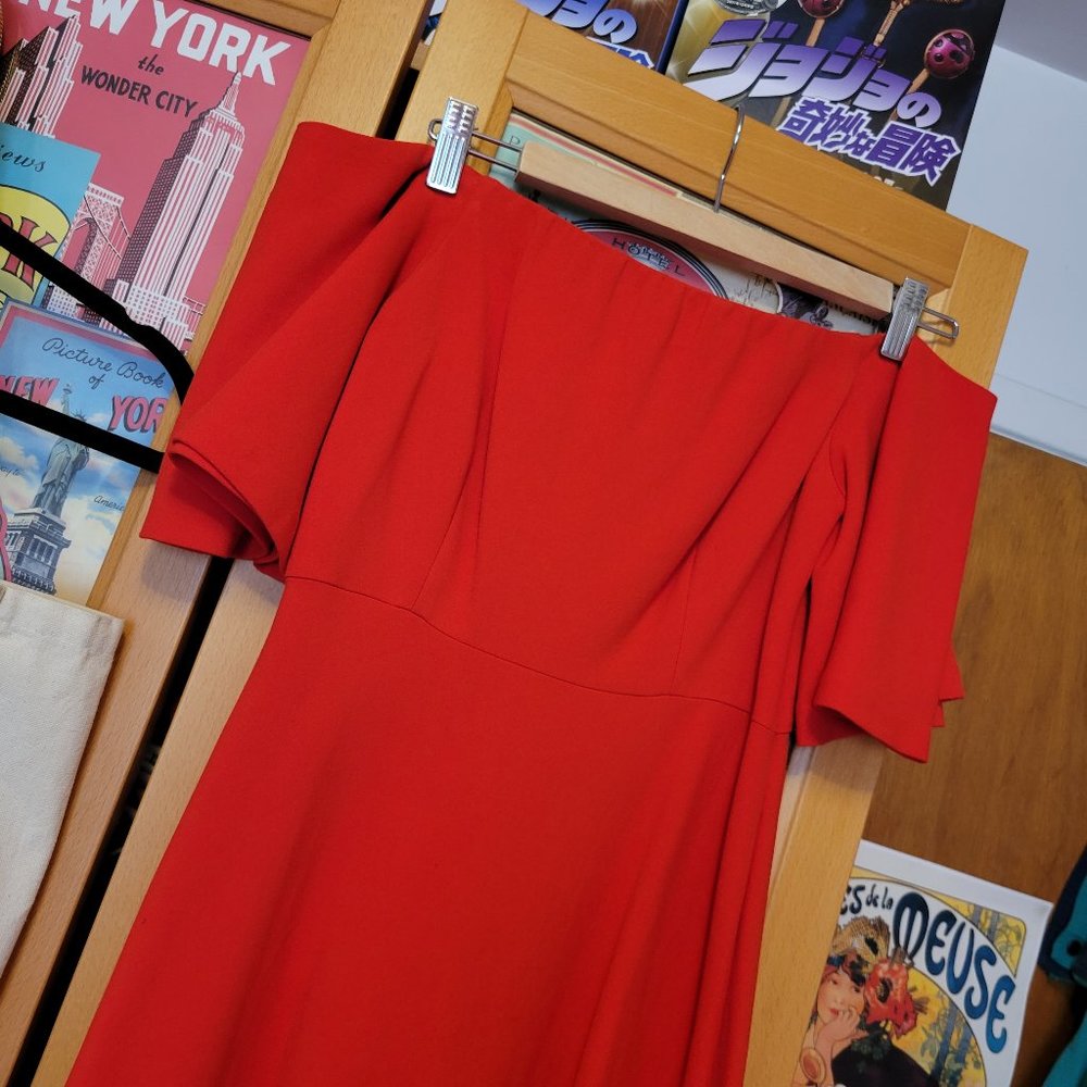 Zara Off-The-Shoulder Red Midi Dress